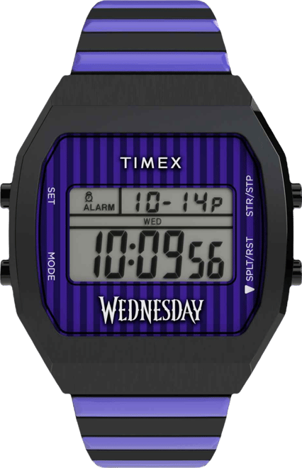 Men's Quartz Digital Black Stainless Steel Watch, 36mm