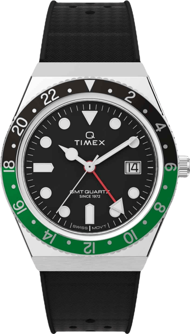 Men's Analog Black Rubber Strap Watch, 38mm