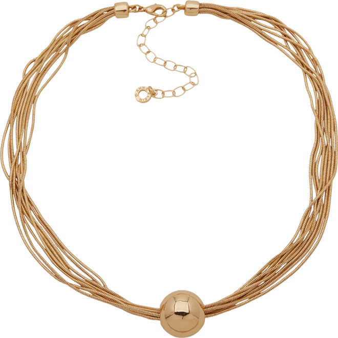 Gold-Tone Multi Snake Chain & Polished Sphere Collar Necklace, 16" + 3" extender