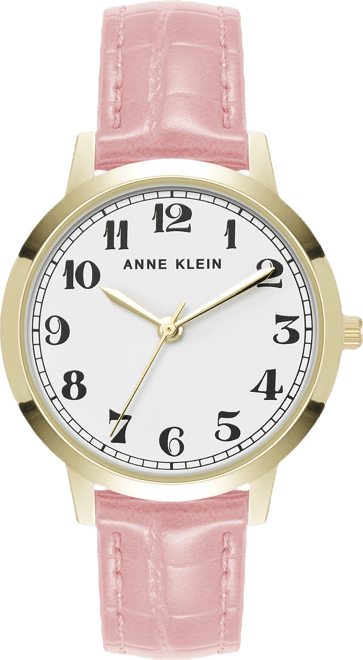 Women's Quartz Casual Pink Polyurethane Leather and Gold-Tone Metal Alloy Boyfriend Watch, 34mm