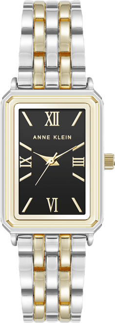 Women's Quartz Rectangular Estate Two-Tone Metal Alloy and Black Dial Watch, 25mm