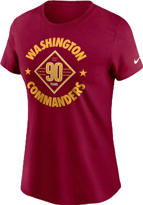 Women's Burgundy Washington Commanders 90th Anniversary T-Shirt