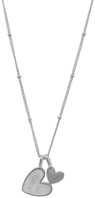 Tarnish Resistant Silver Mother of Pearl Heart Charms Necklace