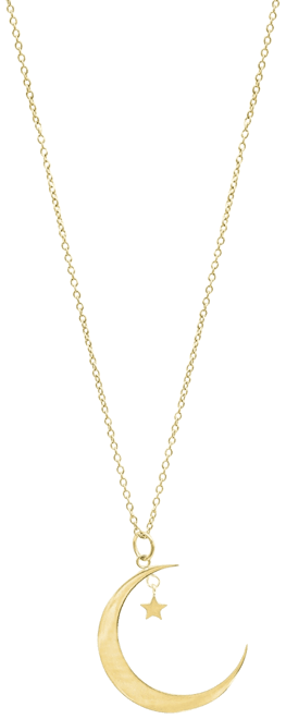 Gold Hanging Moon and Star Necklace