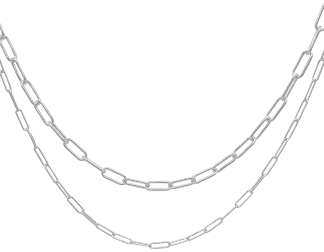 Silver 3mm and 4mm Paper Clip Chain Set