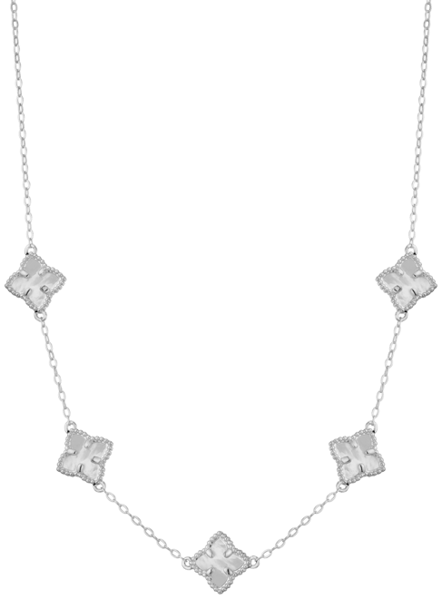 Gold Black Floral Station Necklace