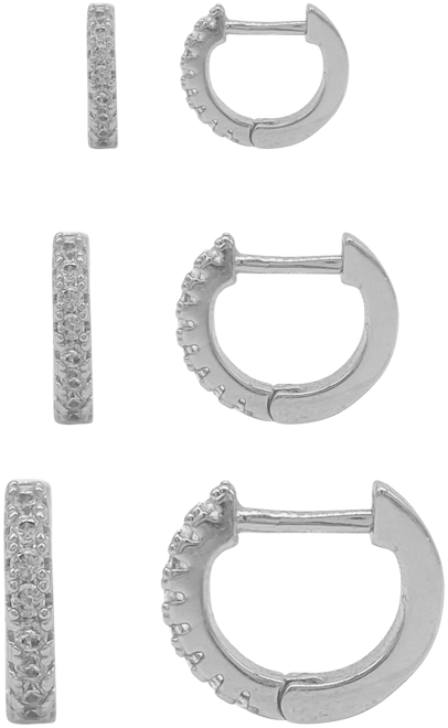 Silver Huggie Hoop Earrings Pack