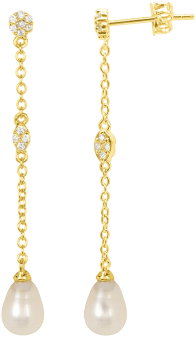 Gold Freshwater Cultivated Pearl Drop Earrings