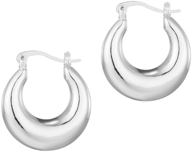 Silver Domed Hoop Earrings