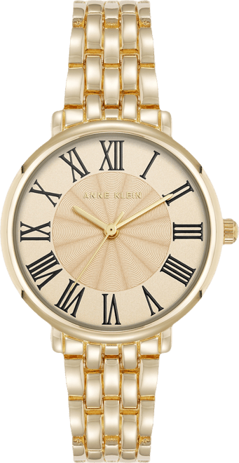 Women's Quartz Round Roman Numeral Gold-Tone Metal Alloy Watch, 32mm
