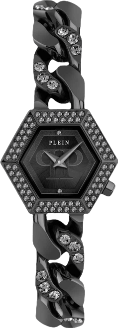 Women's The Hexagon Black-Tone Stainless Steel Crystal Link Bracelet Watch 28mm