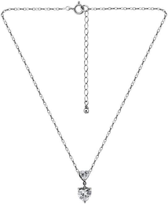 Cubic Zirconia Double Heart Pendant Necklace, 16" + 2" extender, Exclusively at Macy's