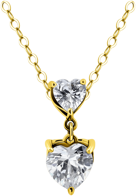 Cubic Zirconia Double Heart Pendant Necklace, 16" + 2" extender, Exclusively at Macy's