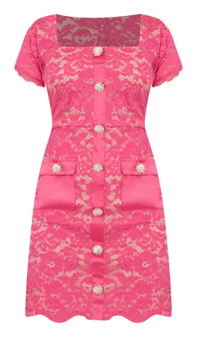 Women's Button-Front Scalloped-Hem Lace Dress