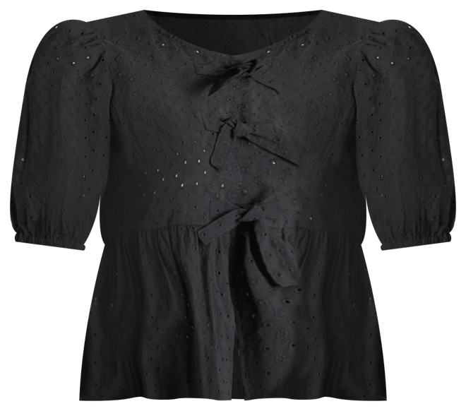 売れ筋商品|||スティーブ マデン カットソー トップス レディース Women's Paula Eyelet Tie-Front Cotton Top Black Steve Madden Women's Paula Eyelet Tie-Front Cotton Top - Macy's