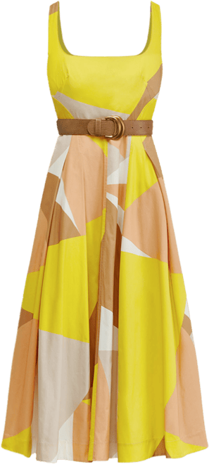 Donna Karan Printed Belted Square Neck Dress | Bloomingdale's