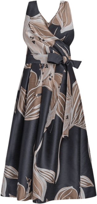 Donna Karan Floral Tie Waist Midi Dress | Bloomingdale's