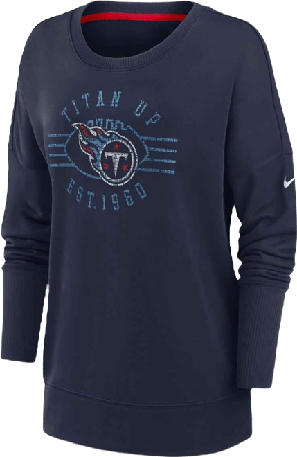 Women's Navy Tennessee Titans Rewind Playback Icon Performance Pullover Sweatshirt