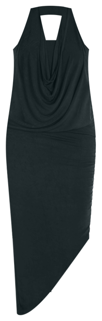 Plus Size Cowl Neck Long Asymmetrical Backless Halter Dress