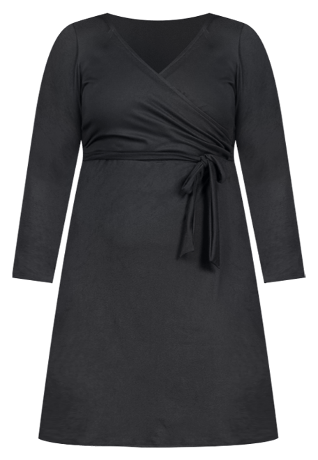 Plus Size Chic V-Neck Long Sleeve Belted Dress