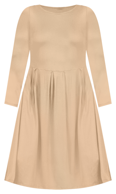 Plus Size Long Sleeve Fit and Flare Midi Dress