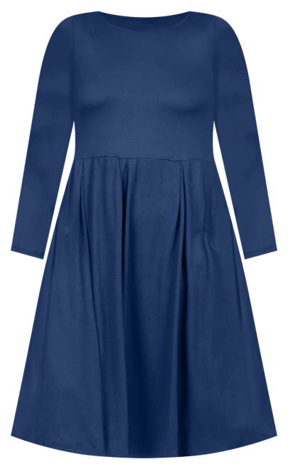 Plus Size Long Sleeve Fit and Flare Midi Dress