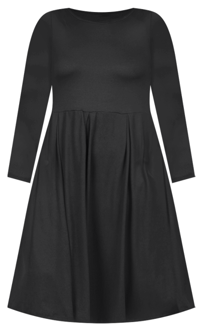 Plus Size Long Sleeve Fit and Flare Midi Dress