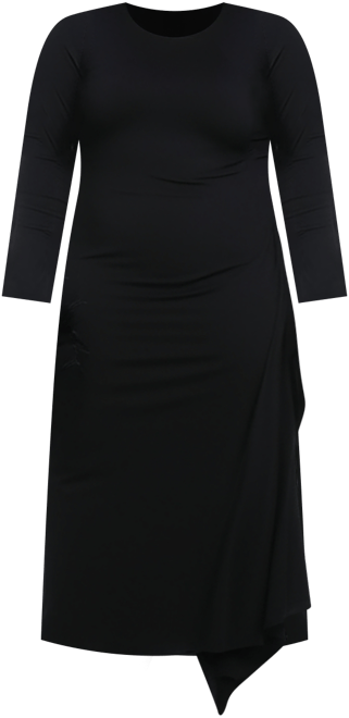Plus Size Long Sleeve Side Slit Fitted Maxi Dress