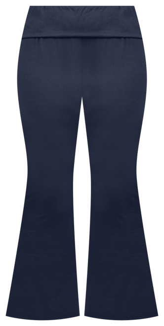 Plus Size Black Bell Bottom Fold Over Waist Sweatpants