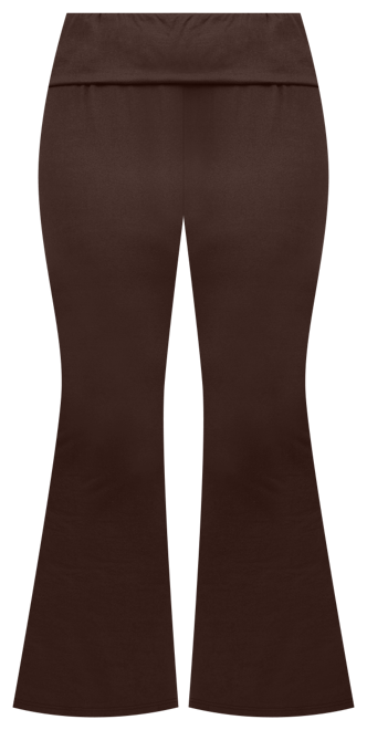 Plus Size Black Bell Bottom Fold Over Waist Sweatpants