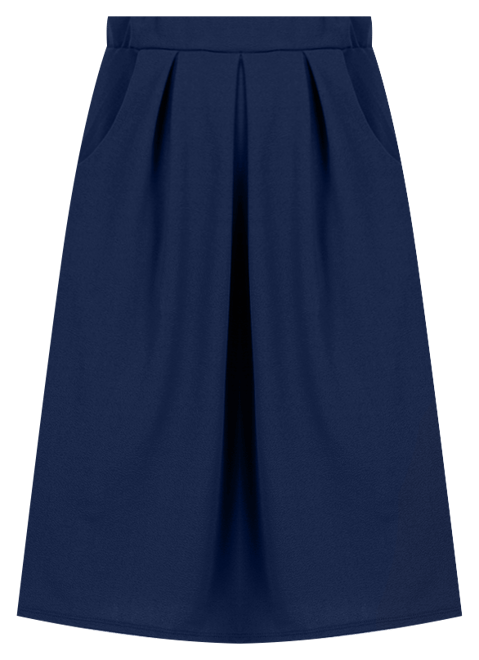 Plus Size Elastic Waist Pleated Knee Length Pocket Skirt