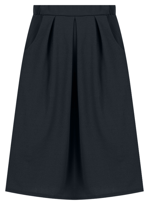 Plus Size Elastic Waist Pleated Knee Length Pocket Skirt