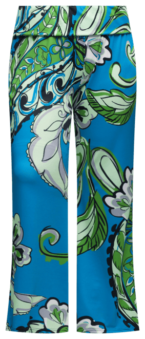 Plus Size Print Bell Bottom Fold Over Waist Pants