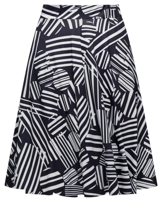 Plus Size Print Elastic Waist Pocket Midi Skirt