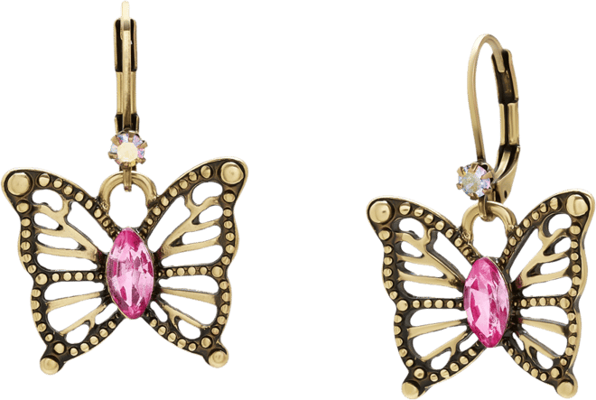 Faux Stone Boho Butterfly Openwork Drop Earrings