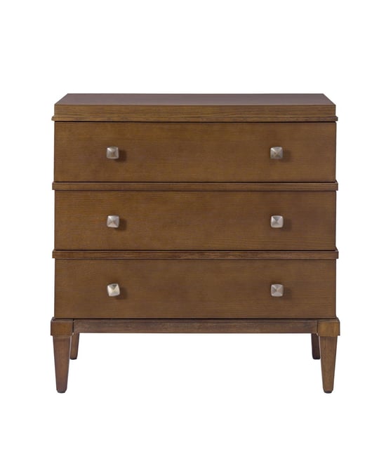 Hulala Home Ugo Transitional 3-Drawer Nightstand with Square Tapered Legs and Square Metal Knob