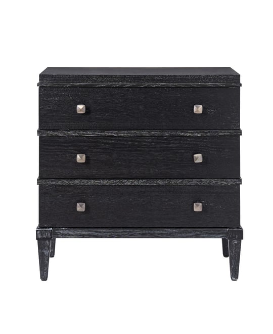 Hulala Home Ugo Transitional 3-Drawer Nightstand with Square Tapered Legs and Square Metal Knob