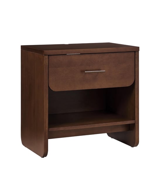 Zandra Modern 2-Drawer Nightstand with Built-In Outlets and Hidden Drawer