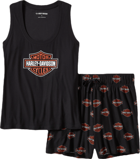 Women's Bar & Shield Print Pajama Short Set
