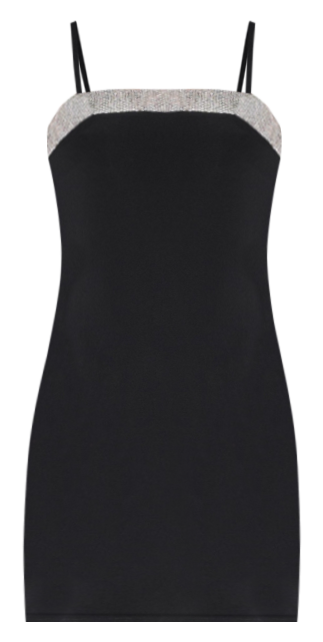 Women's Rhinestone Trim Jersey Short Dress