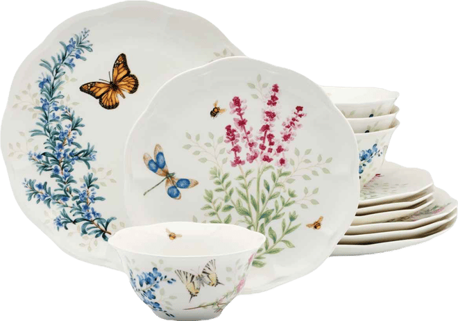 Butterfly Meadow Herbs 12 Pc. Dinnerware Set, Service for 4