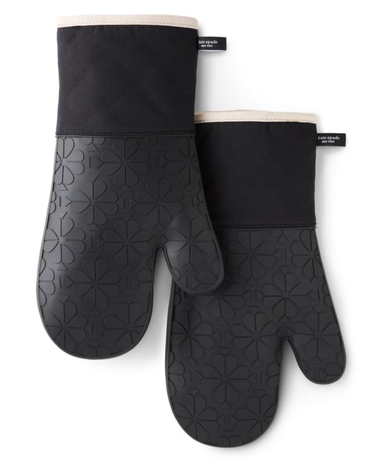 Spade Flower Soft Silicone Oven Mitt Set, 7" x 13"