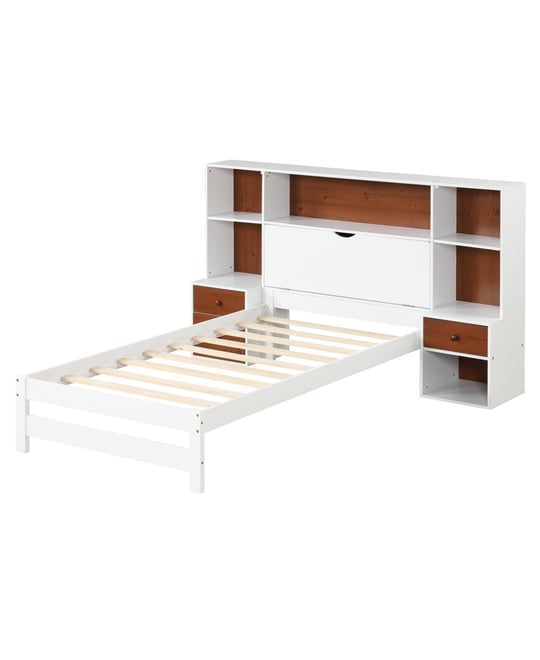Bed Frame with Storage Headboard and Nightstands-Twin Size