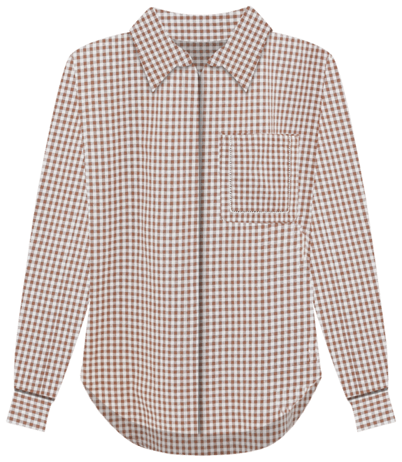 Mocha Cotton Gingham Hunter Button Down