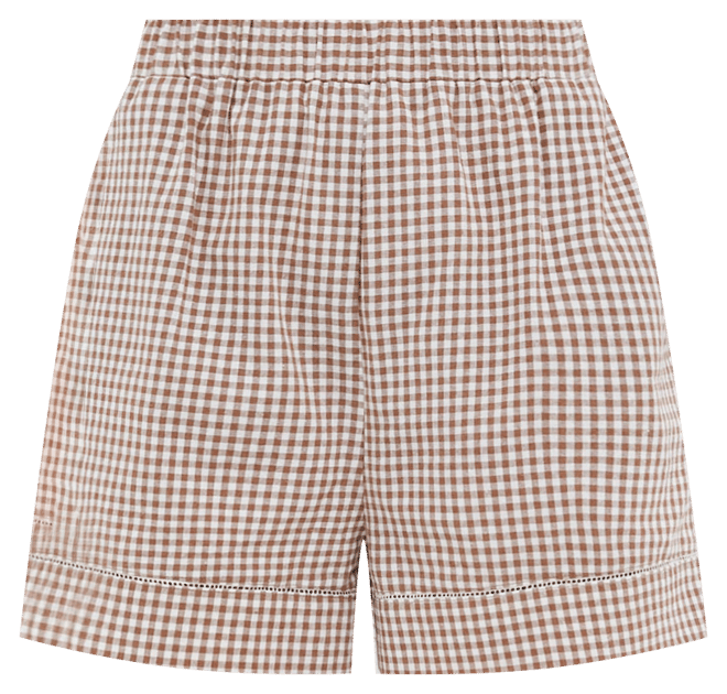 Mocha Cotton Gingham Augusta Shorts
