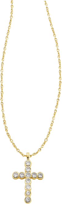 14k Gold-Plated Crystal Cross 19" Pendant Necklace