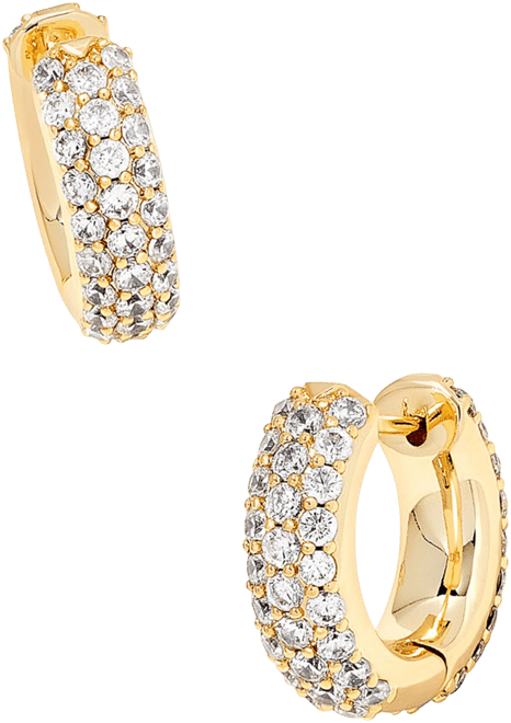 14k Gold-Plated Small Pave Huggie Hoop Earrings, 0.62"