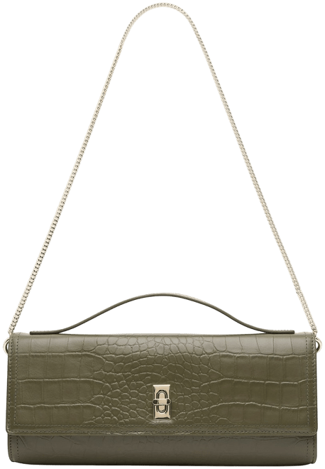 Henri Leather Evening Bag in Olive