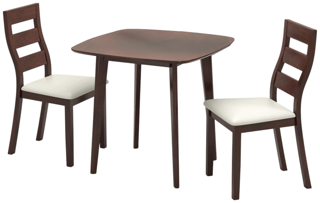 3-Piece Dining Table Set with Wooden Square Kitchen Table and 2 Chairs