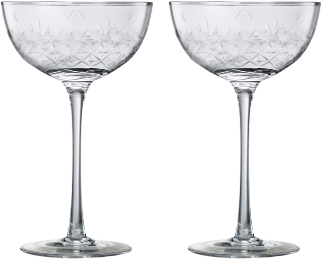 Vintage Art Deco Coupe Glasses, Set of 2